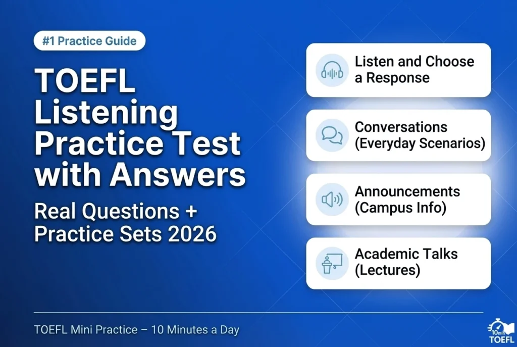 Toefl listening practice with real questions and feedback